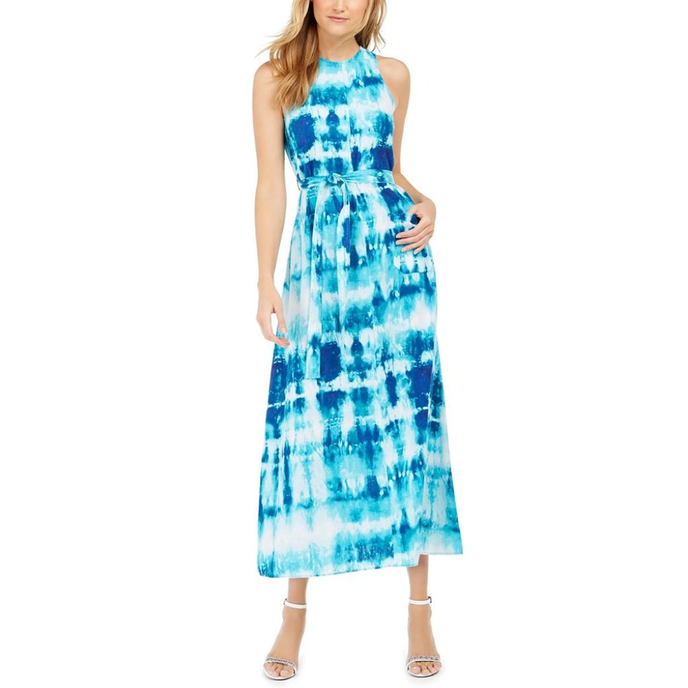 Calvin Klein Linen Blend Tie-Dye Sleeveless Maxi Dress